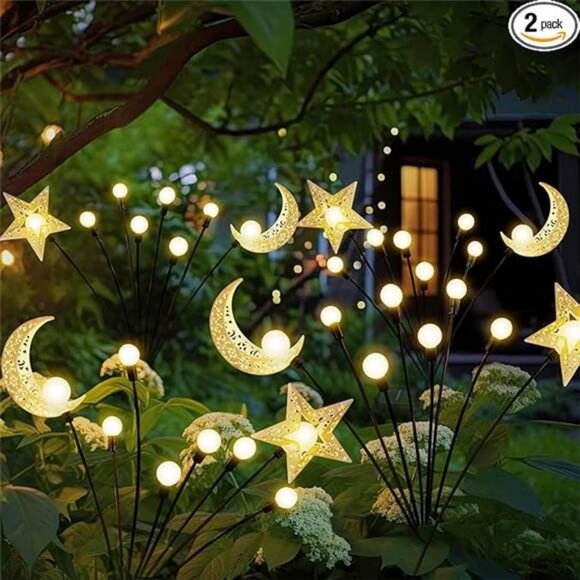 Solar Firefly Lights Outdoor Moon Star Sun Projection Stake Lights - Waterproof - Picture 7 of 7